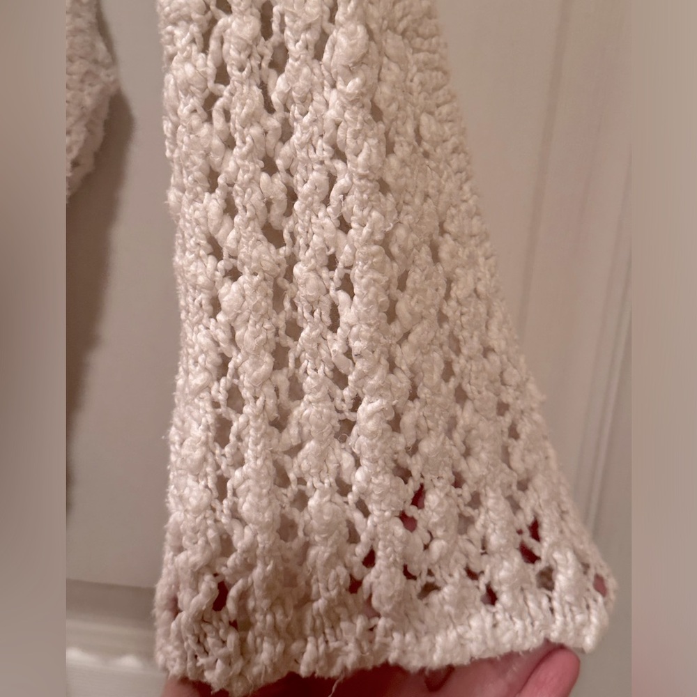 White Arizona Jeans Sweater with see through front & beautiful bell sleeves.